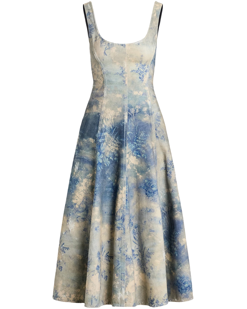 Blue and Pearl Wildflower Sleeveless Day Dress