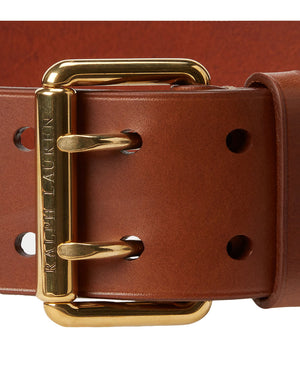 Leather Double Prong Belt in Brown