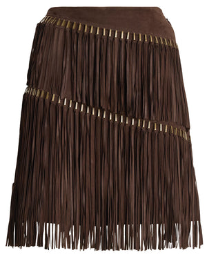 Mocha Suede Brielle Mini Pencil Skirt