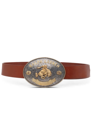 Rodeo Belt Buckle in Brown and Gold