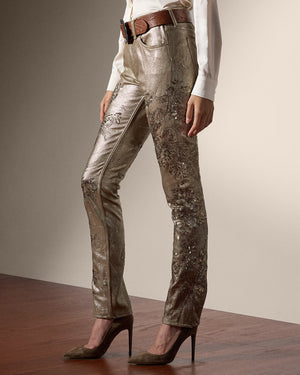 Slim Embellished Skinny Jean in Champagne