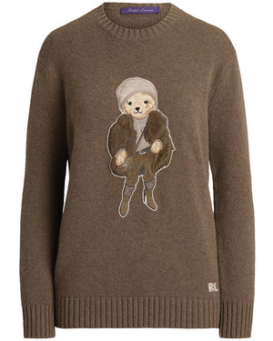 Taupe Melange Cashmere Winter Bear Sweater