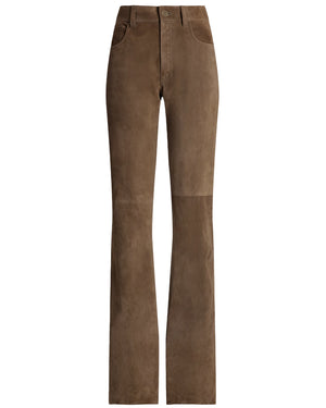 Taupe Suede Straight Leg Scottie Pant