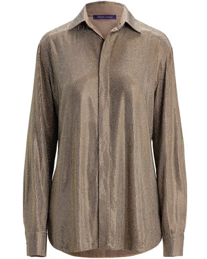 Truffle Silk Georgette Adrien Button Down Shirt