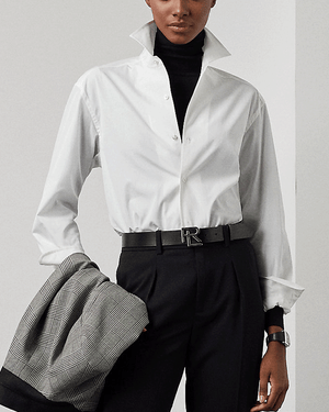 White Classic Button Front Shirt
