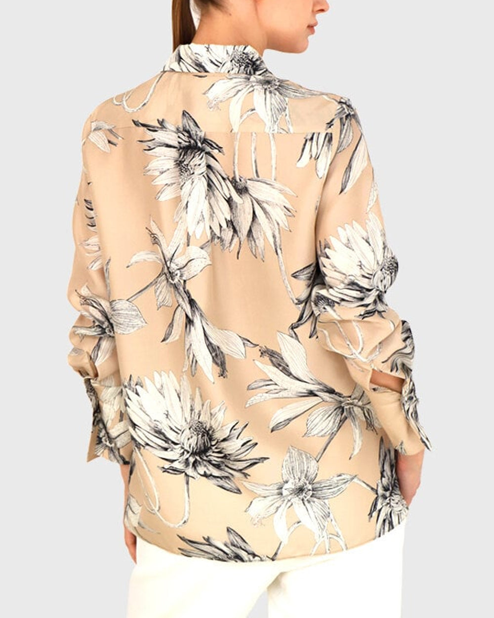 Beige Dahlia Button Up Shirt