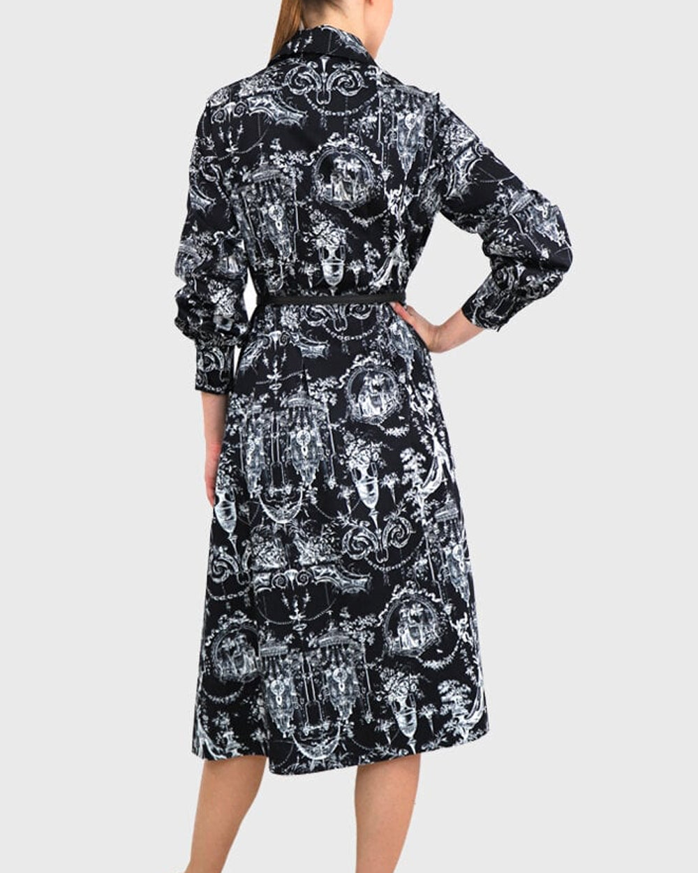 Black Toile Midi Shirtdress