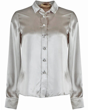 Light Grey Silk Collared Shirt