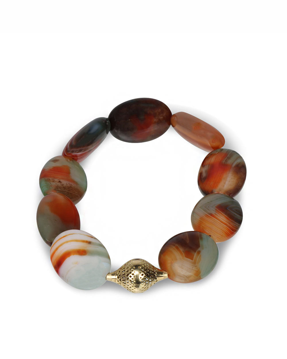 Banded Agate Beaded Stretch Bracelet