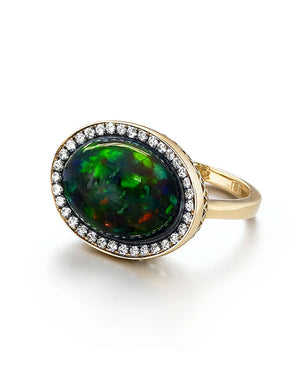 Black Opal and Diamond Ring