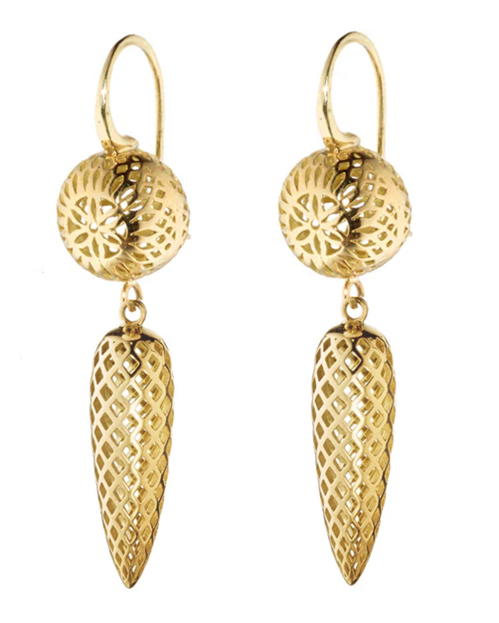 Crownwork Ball and Spear Earrings