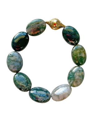 Natural Moss Agate Stretch Bracelet