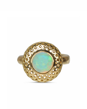 Opal Pillow Top Crownwork Ring