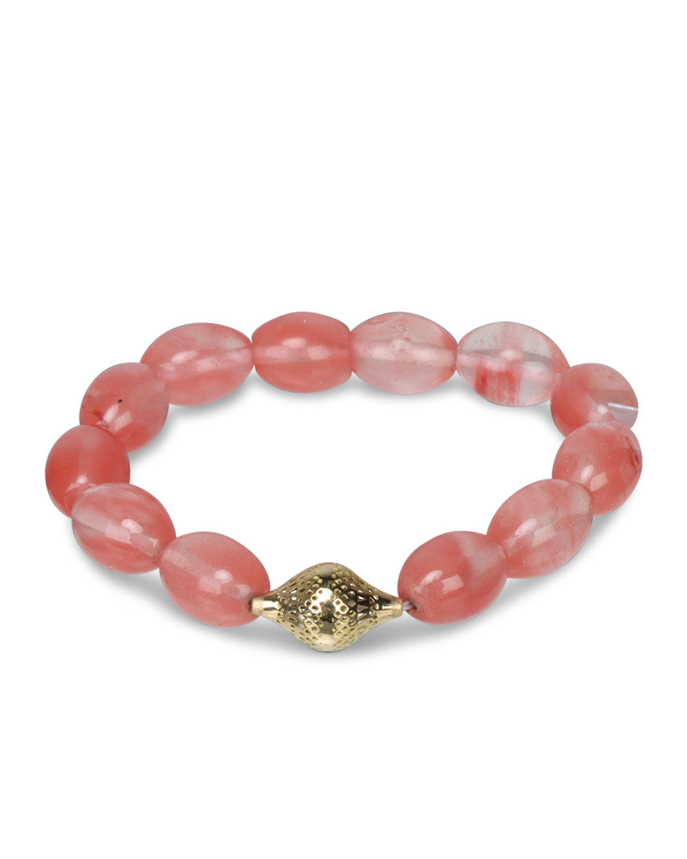 Strawberry Quartz Beaded Stretch Bracelet