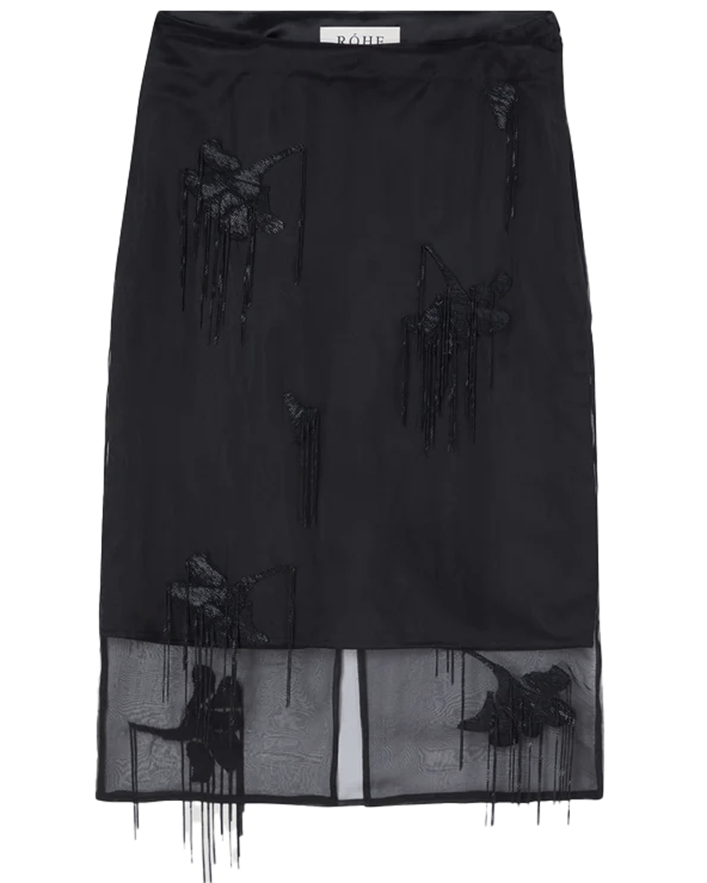 Black Embellished Tulip Organza Skirt