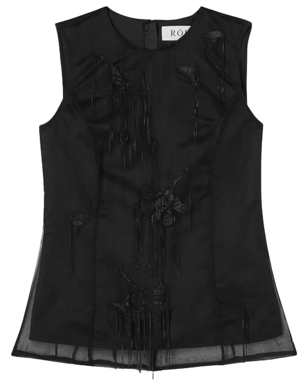 Black Embellished Tulip Organza Top