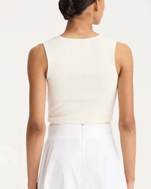 Off White Bustier Shaped Knitted Tank Top