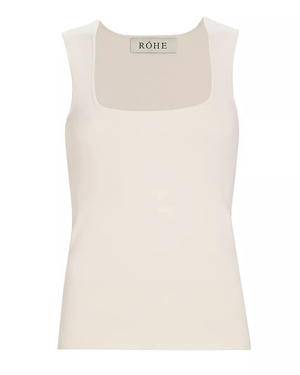 Off White Bustier Shaped Knitted Tank Top