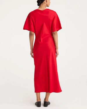 Red Fluid Silk Dress
