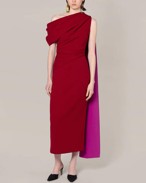 Crimson and Fuchsia Crepe Maite Dress