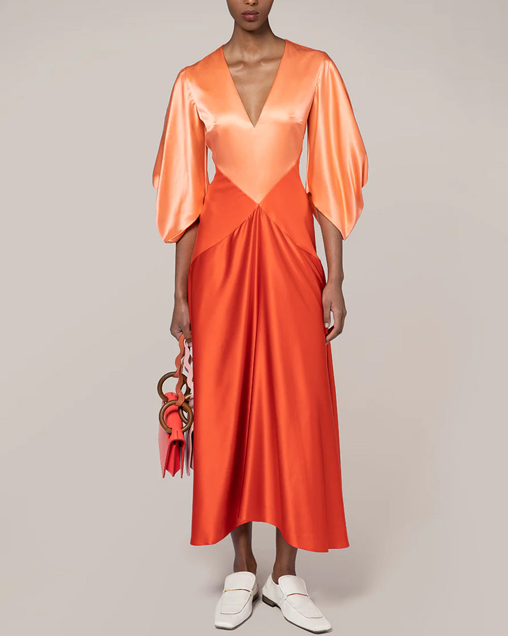 Orange Tangerine Amarylis Satin Gaia Dress