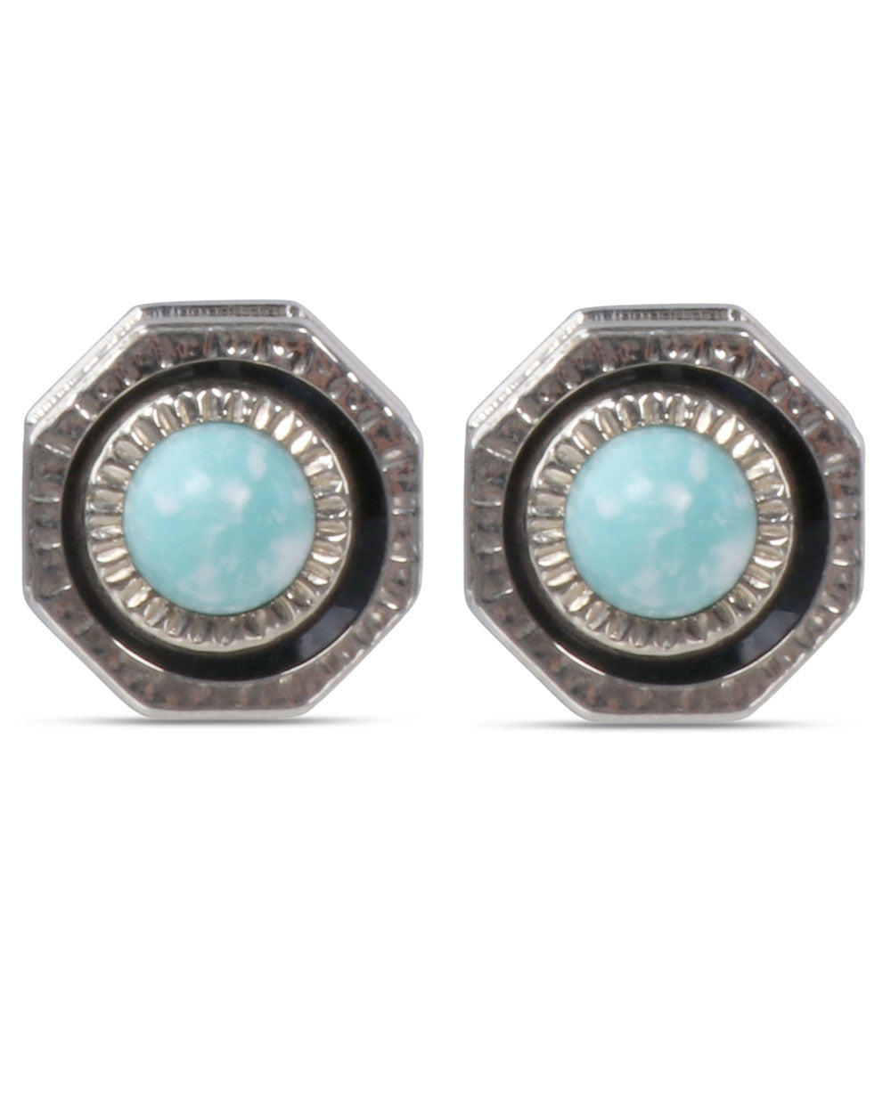 Antique Round Pearl and Turquoise Cufflinks