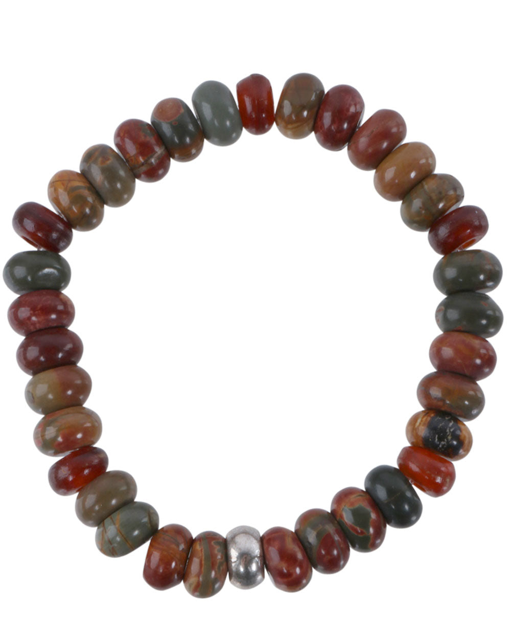 Rust Mix Picasso Jasper and Horn Rondelle Beaded Bracelet