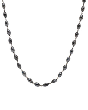 Black Diamond Oval Wire Wrap Necklace