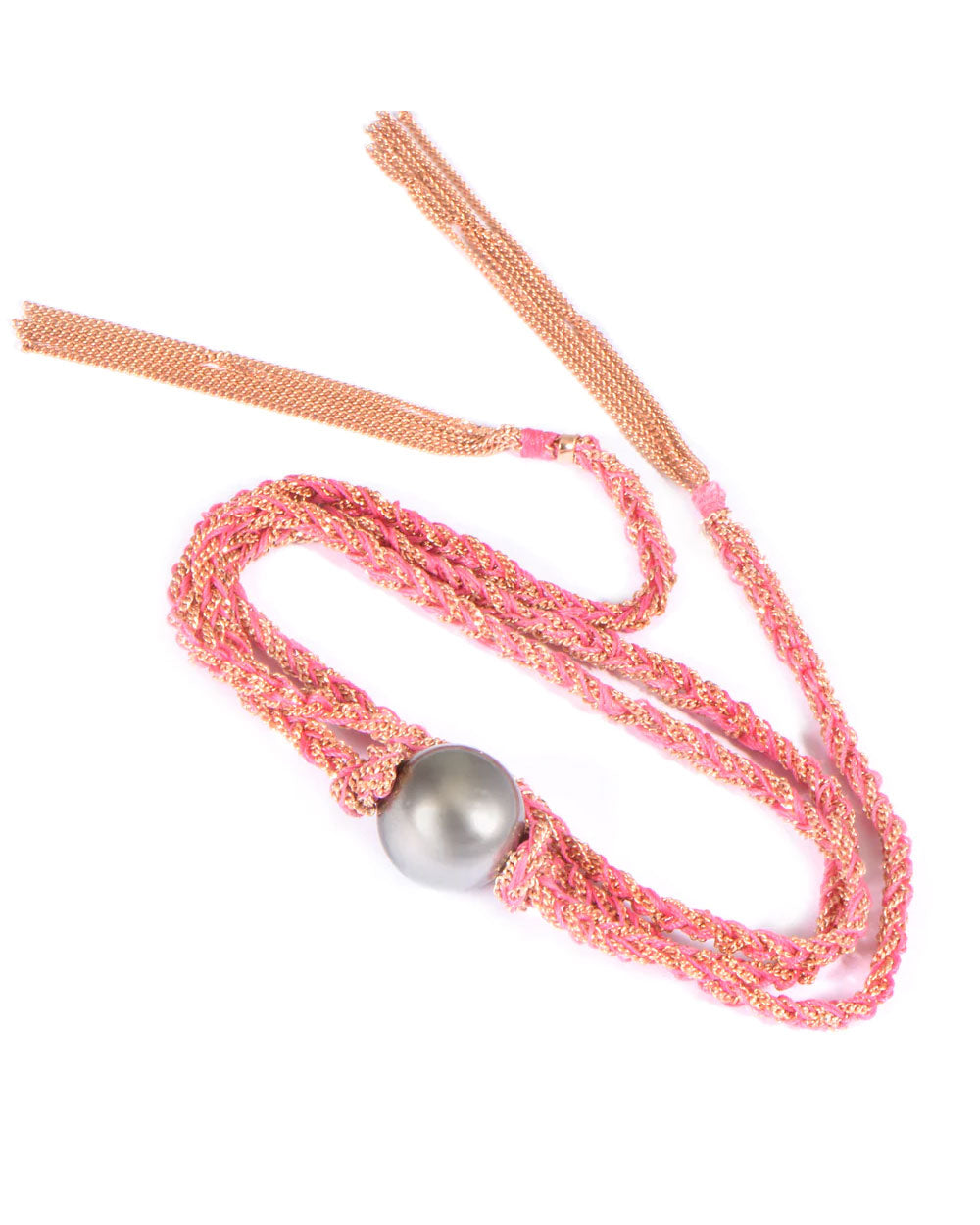 Tahitian Pearl Braided Silk Chain Wrap Bracelet