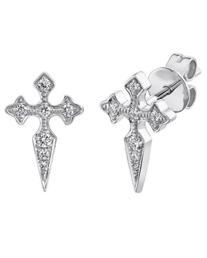 Diamond Gothic Cross Studs