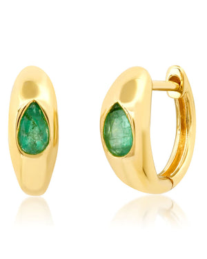 Emerald Encrusted Huggie Hoop Earrings