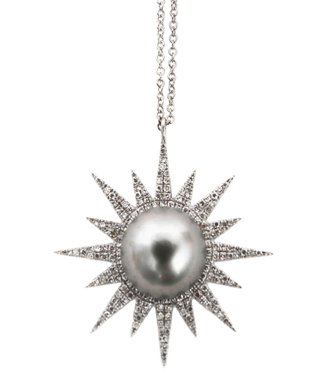 Pearl and Diamond Sunburst Necklace
