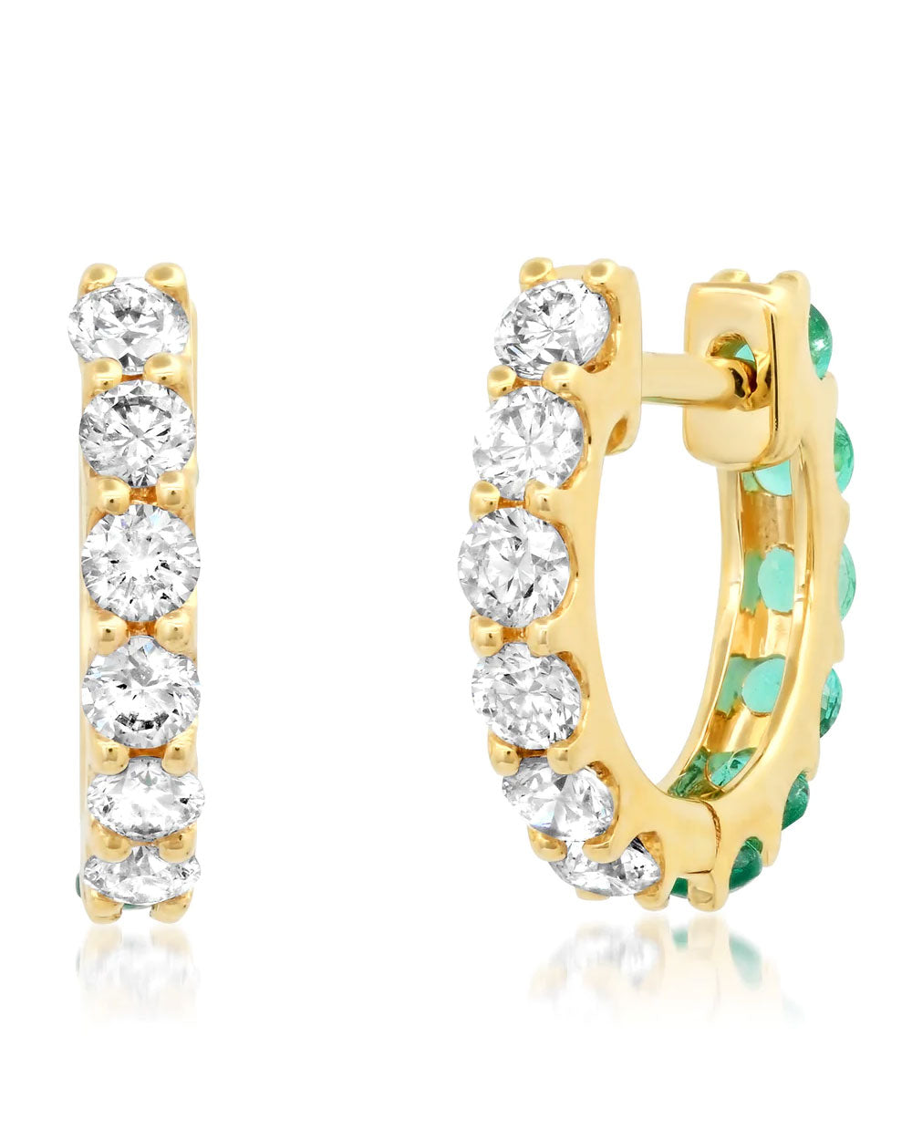 Reversible Emerald and Diamond Huggie Earrings