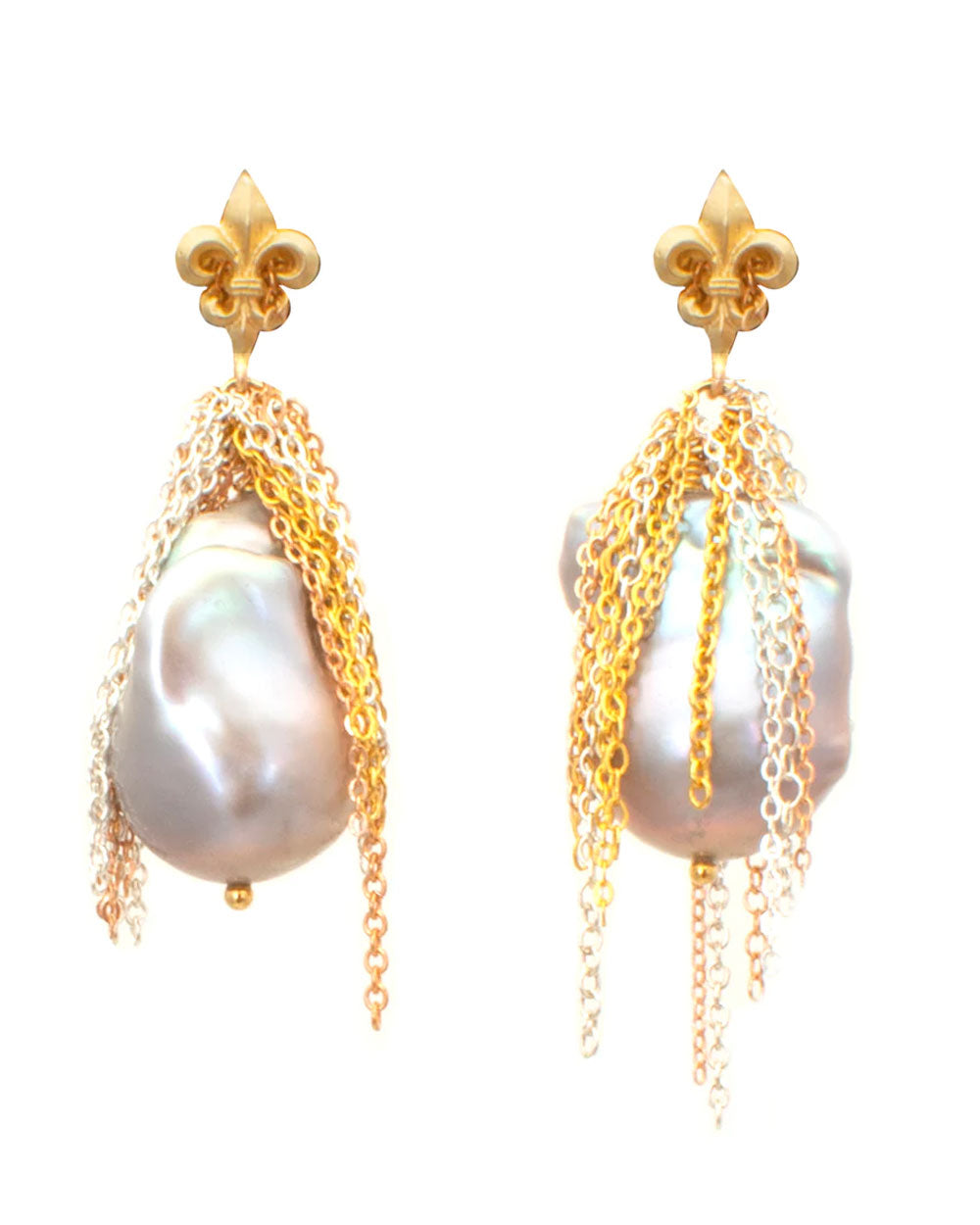 Silver Baroque Fresh Water Pearl Fringe Earrings