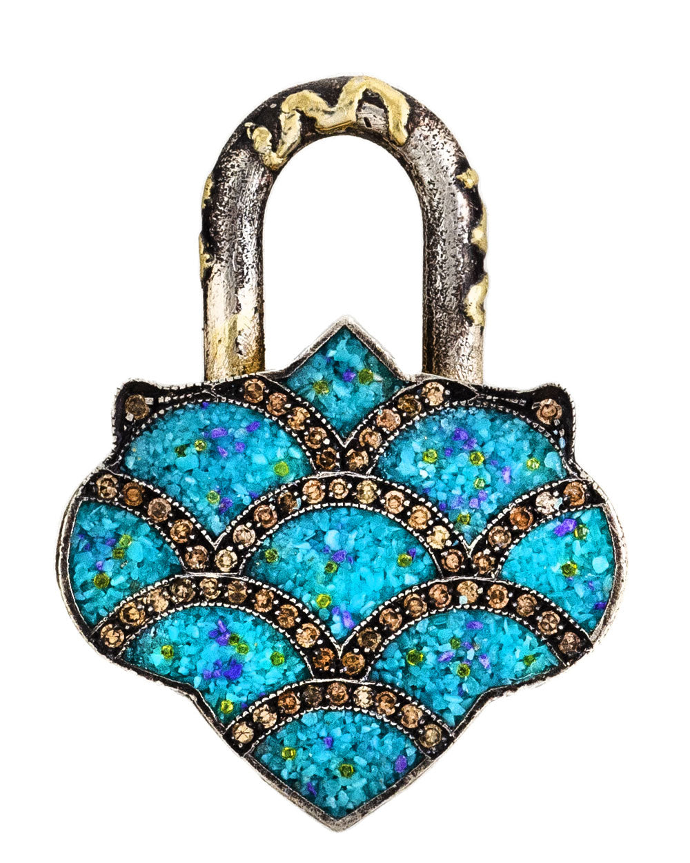 Sevan Bicakci Lapis Micro Mosaic and Black Diamond Lantern Padlock Pendant