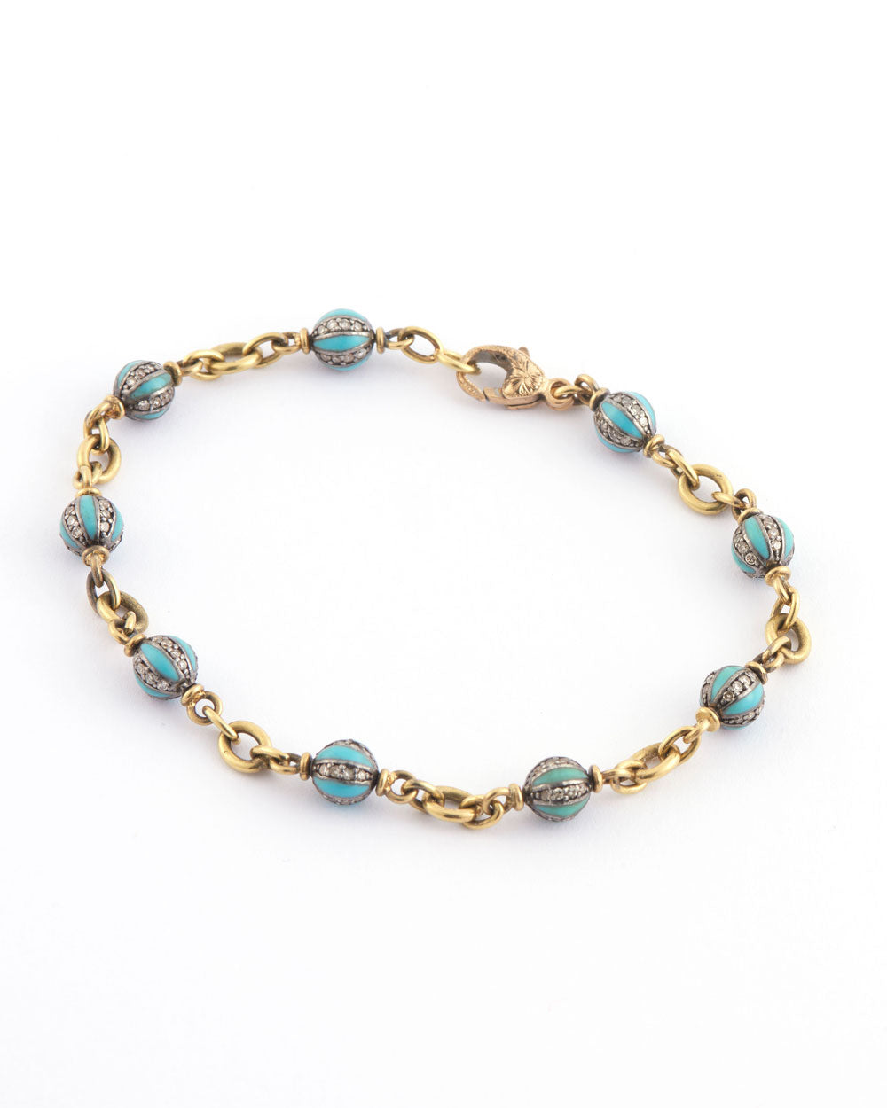 Turquoise and Diamond Bead Bracelet