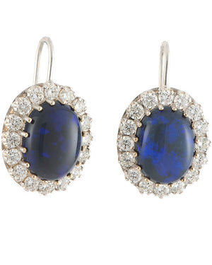 Australia Black Opal and Diamond Earrings