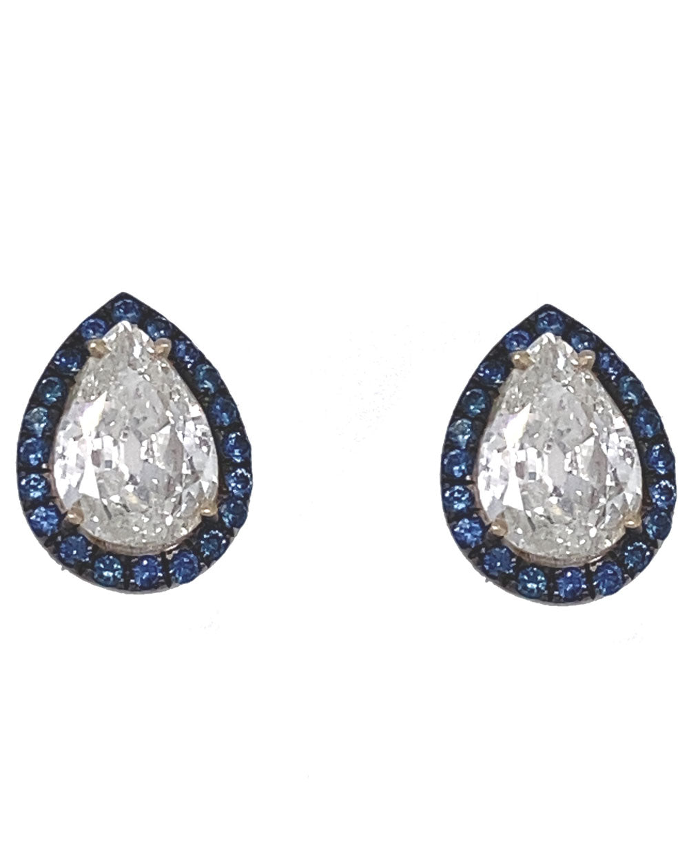 Blue Sapphire and Diamond Pear Studs