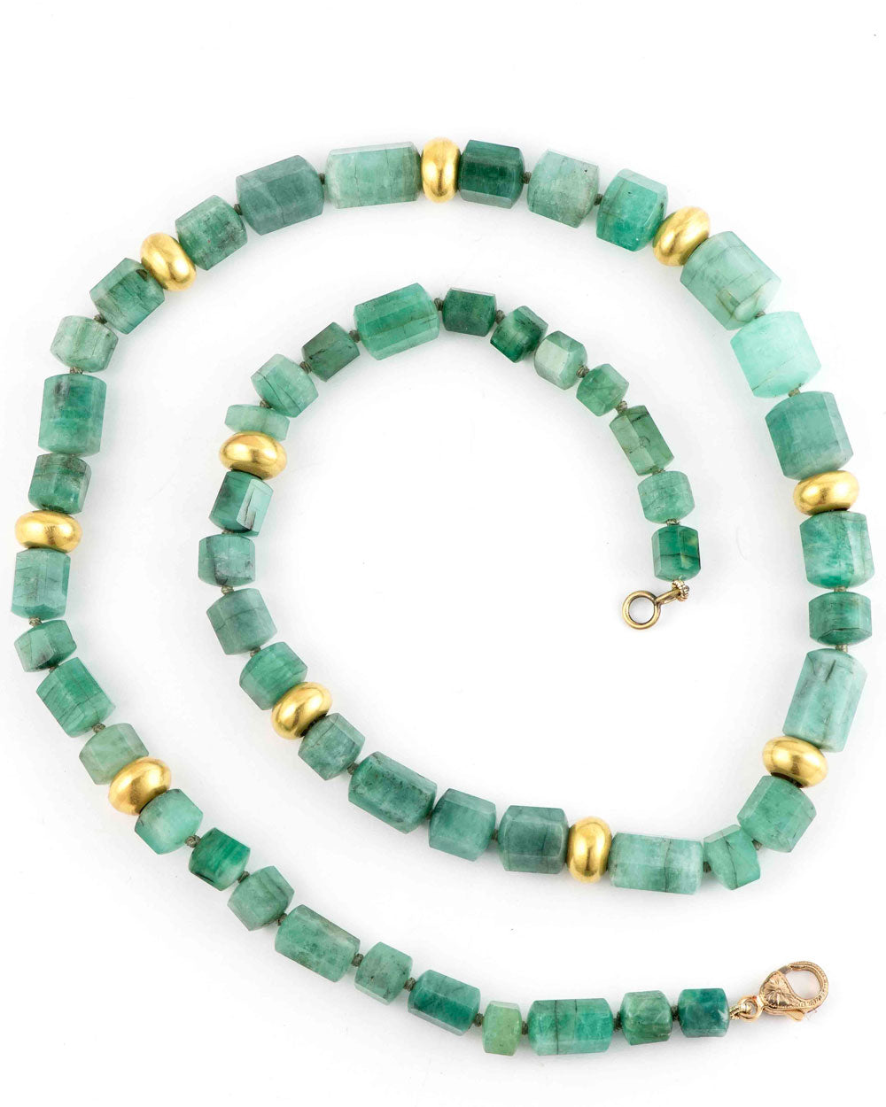 Brazilian Emerald and Gold Bead Necklace