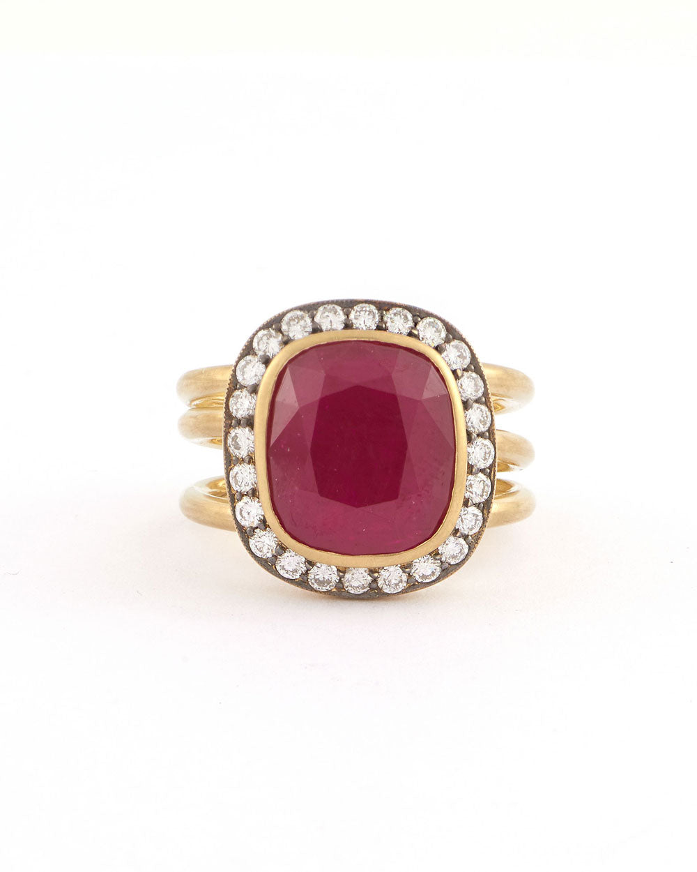 Ruby and Diamond Spiral Ring