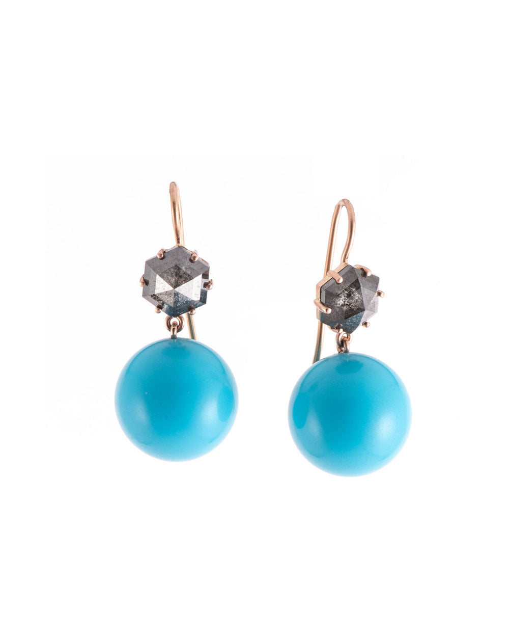 Diamond and Turquoise Bulb Earrings