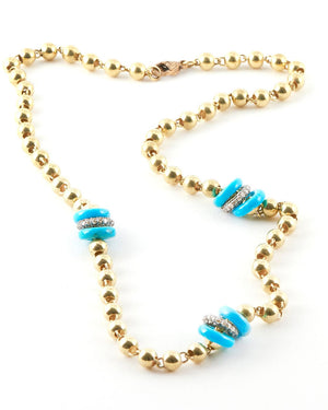 Diamond and Turquoise Rondell Necklace