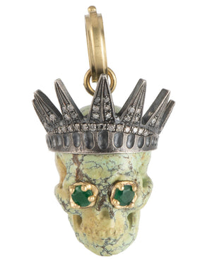 Emerald and Turquoise Liberty Skull Pendant