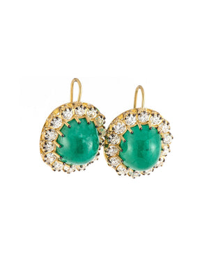 Emerald and Diamond Button Earrings
