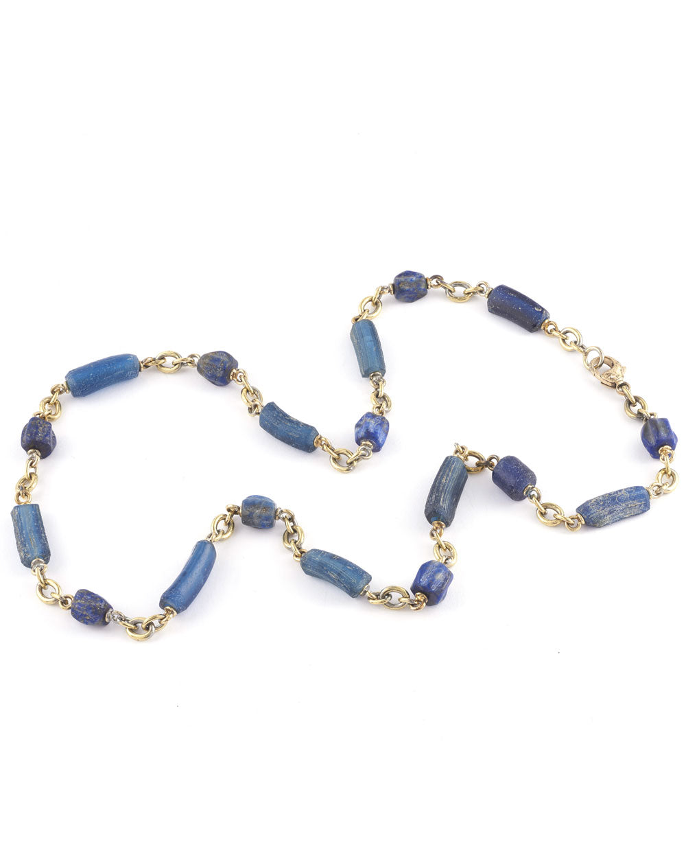 Hand Blown Glass and Lapis Bead Necklace