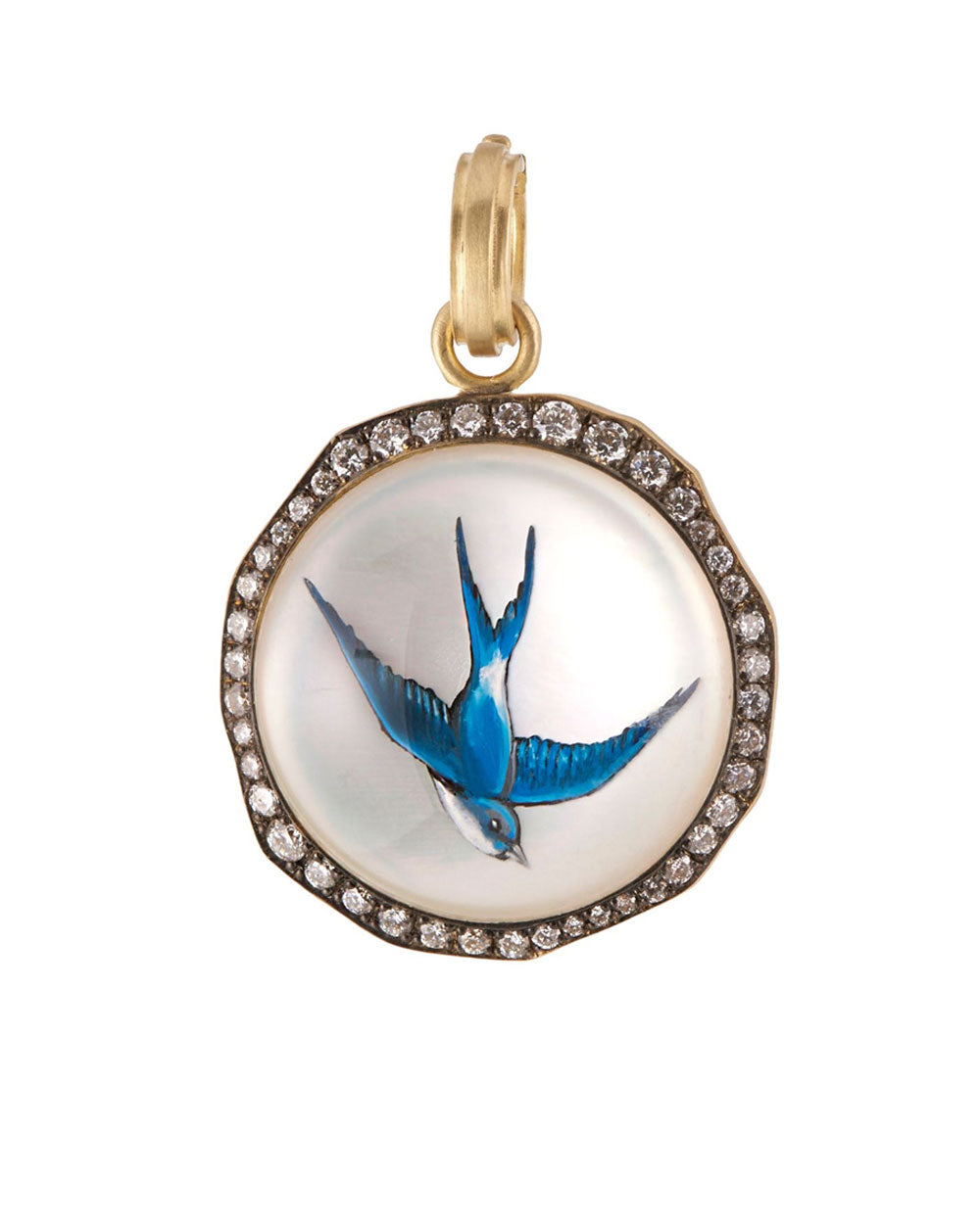Hand Carved Crystal Swallow Pendant
