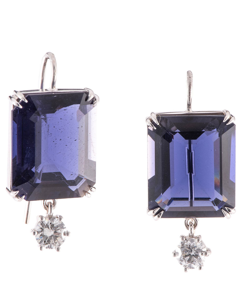 Iolite and Diamond Dangle Earrings