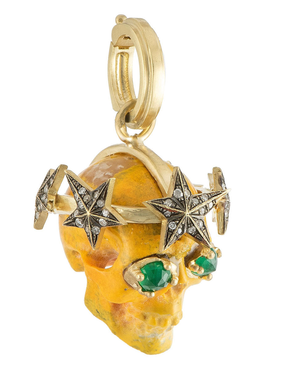 Bumble Bee Jasper Star Light Skull Pendant