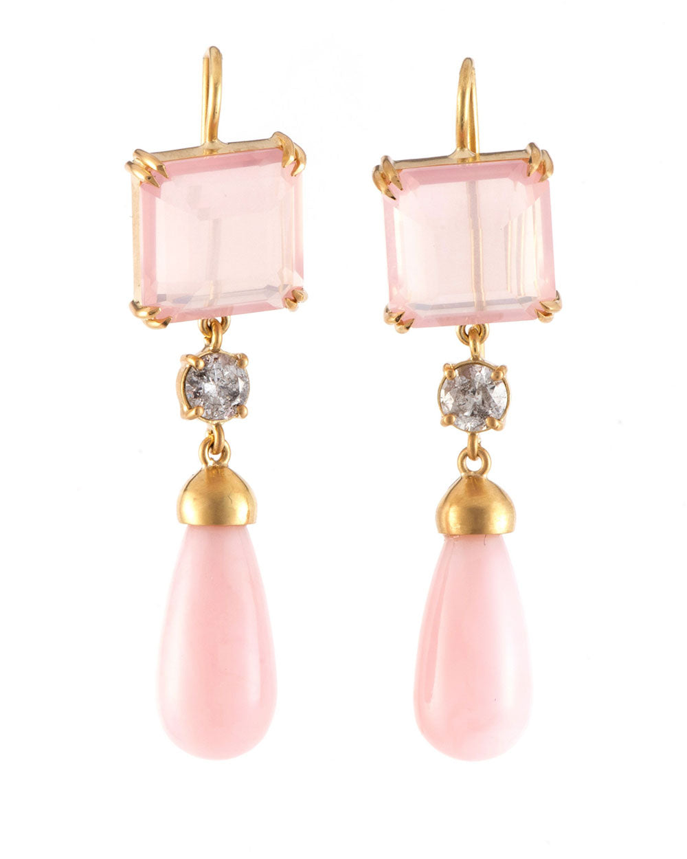 Pink Opal and Rose Quartz Earrings