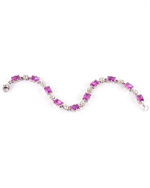 Pink Sapphire and Diamond Tennis Bracelet